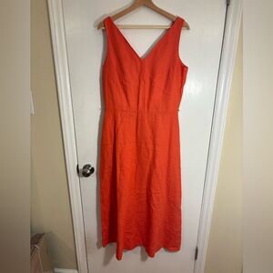 Bloomingdale's Vibrant Burnt Orange Midi Dress 90s Vibes